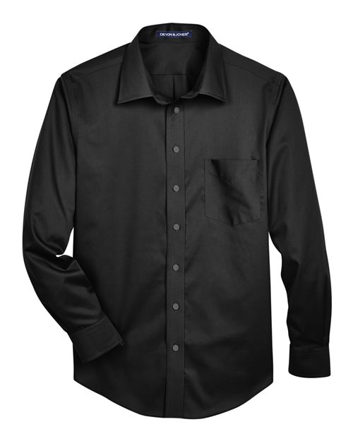 Load image into Gallery viewer, Devon & Jones DG530 Men's Crown Collection® Solid Stretch Twill Woven Dress Shirt - Black