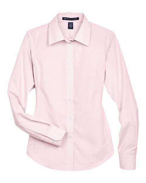 Load image into Gallery viewer, Devon & Jones D640W Women's Crown Collection® Gingham Check Woven Dress Shirt - Pink