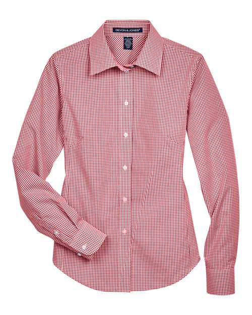 Load image into Gallery viewer, Devon & Jones D640W Women's Crown Collection® Gingham Check Woven Dress Shirt - Red