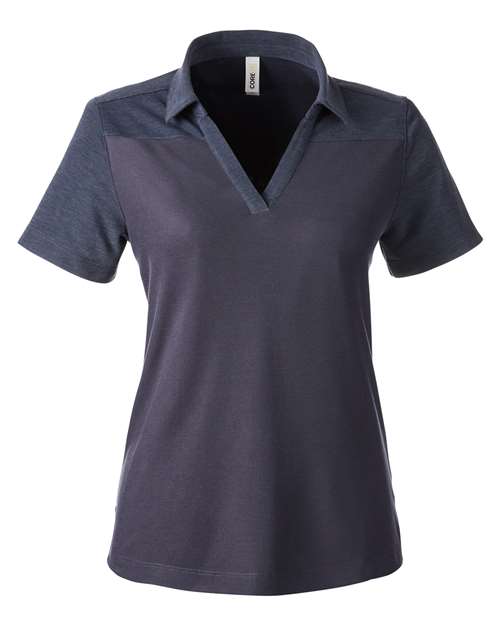 Load image into Gallery viewer, CORE365 CE112CW Women's Fusion ChromaSoft™ Colorblock Polo - Classic Navy/ Classic Navy Heather