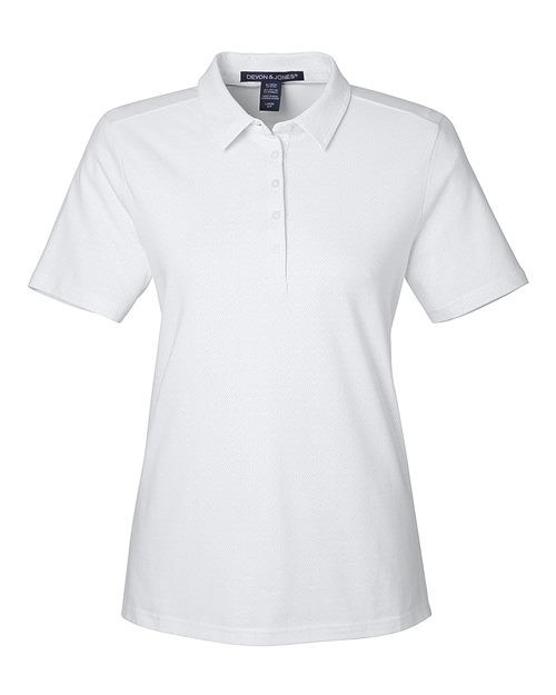 Load image into Gallery viewer, Devon & Jones DG101W Women's Crownlux Performance® Geo Polo - White/ Silver