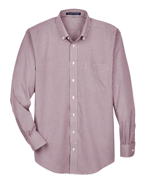 Load image into Gallery viewer, Devon & Jones D640 Men's Crown Collection® Gingham Check Woven Dress Shirt - Burgundy