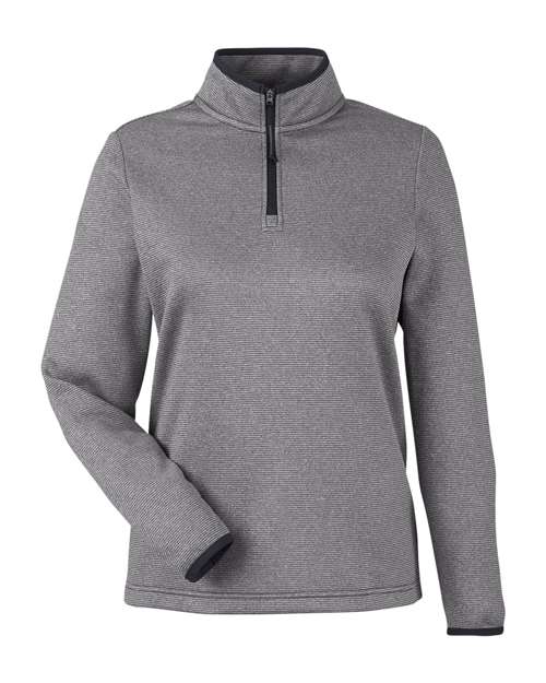 Load image into Gallery viewer, CORE365 CE73W Women's Venture Heathered Stripe Quarter-Zip Pullover - Black/ White