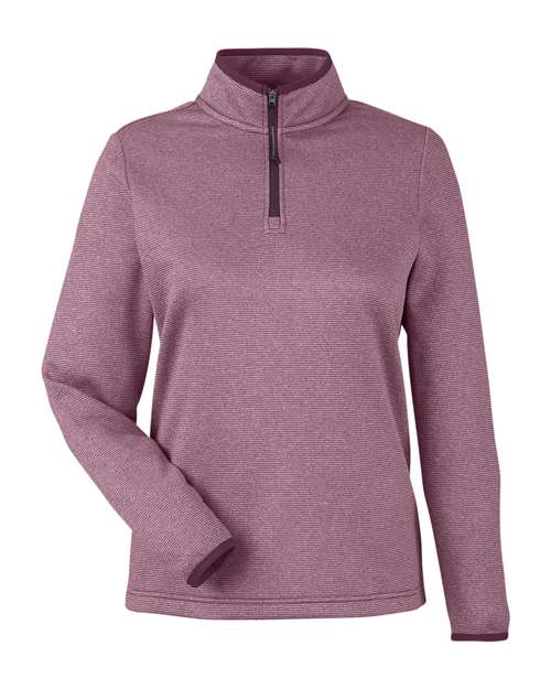 Load image into Gallery viewer, CORE365 CE73W Women's Venture Heathered Stripe Quarter-Zip Pullover - Burgundy/ White