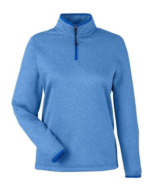 Load image into Gallery viewer, CORE365 CE73W Women's Venture Heathered Stripe Quarter-Zip Pullover - True Royal/ White