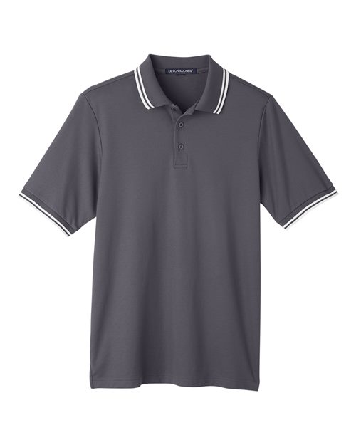 Load image into Gallery viewer, Devon & Jones DG20C Men's CrownLux Performance® Plaited Tipped Polo - Graphite/ White