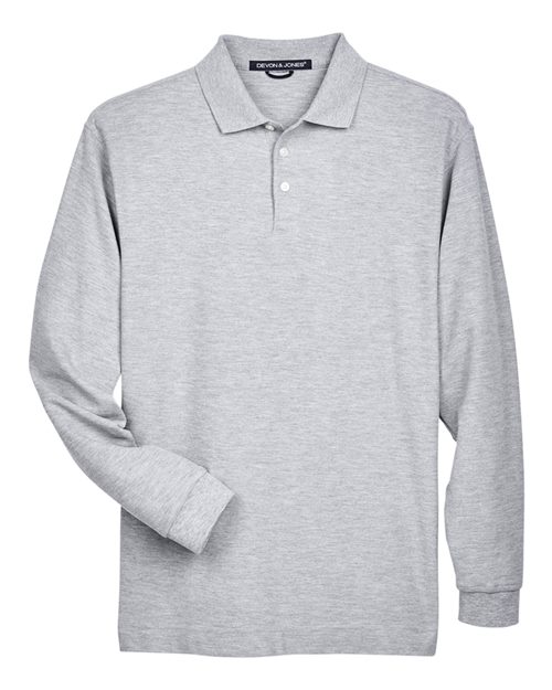 Load image into Gallery viewer, Devon & Jones D110 Men's Pima Piqué Long Sleeve Polo - Grey Heather
