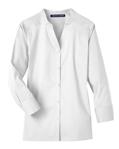 Load image into Gallery viewer, Devon & Jones DG560W Women's Crown Collection® Stretch Broadcloth Three-Quarter Sleeve Blouse - White