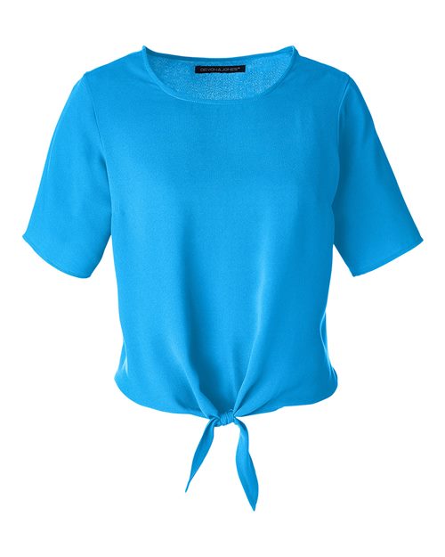 Load image into Gallery viewer, Devon & Jones DP617W Women's Perfect Fit™ Tie Front Blouse - Ocean Blue