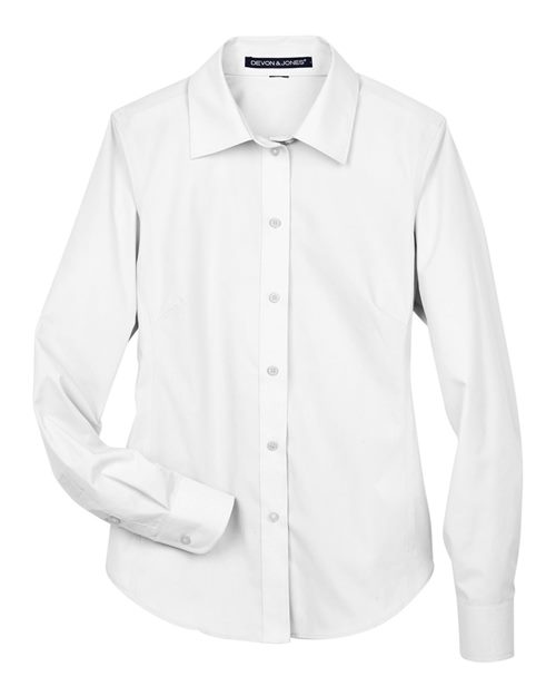 Load image into Gallery viewer, Devon & Jones D620W Women's Crown Collection® Broadcloth Woven Dress Shirt - White