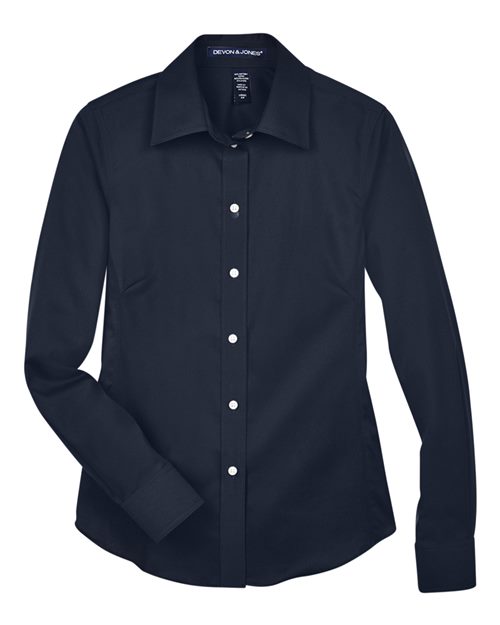 Load image into Gallery viewer, Devon & Jones DG530W Women's Crown Collection® Solid Stretch Twill Woven Dress Shirt - Navy