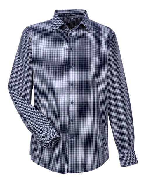 Load image into Gallery viewer, Devon & Jones DG535 Men's CrownLux Performance® Tonal Mini Check Woven Dress Shirt - Navy