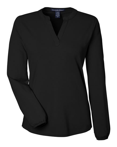Load image into Gallery viewer, Devon & Jones DP122W Women's Raleigh Half-Placket Knit Top - Black