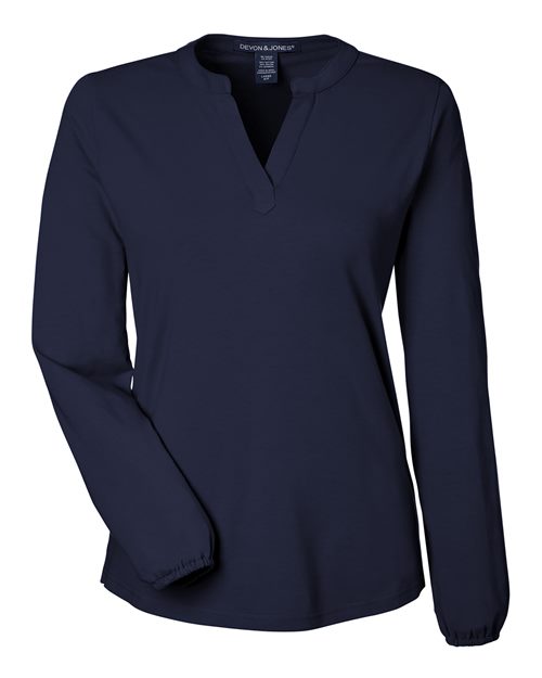 Load image into Gallery viewer, Devon & Jones DP122W Women's Raleigh Half-Placket Knit Top - Navy