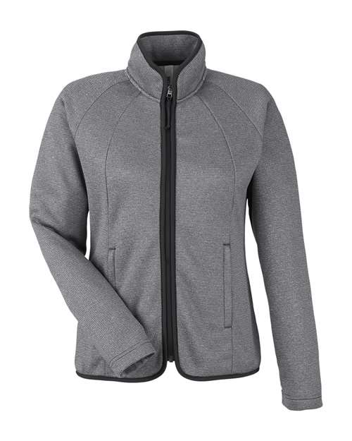 Load image into Gallery viewer, CORE365 CE72W Women's Venture Heathered Stripe Full-Zip Jacket - Black/ White
