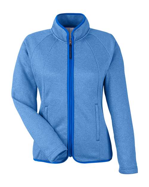 Load image into Gallery viewer, CORE365 CE72W Women's Venture Heathered Stripe Full-Zip Jacket - True Royal/ White