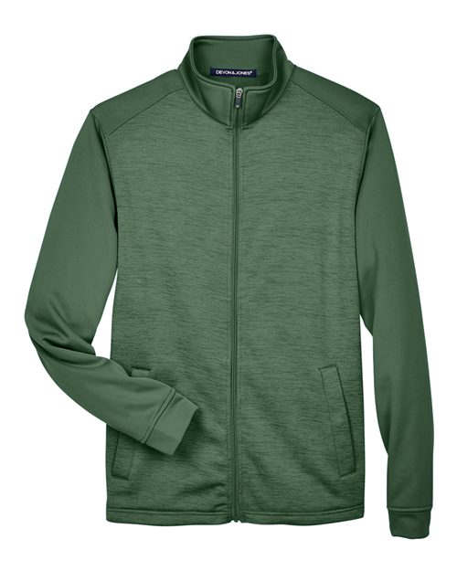Load image into Gallery viewer, Devon & Jones DG796 Men's Newbury Colorblock Mélange Fleece Full-Zip jacket - Forest/ Forest Heather