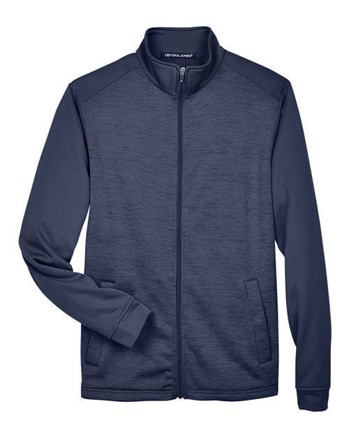 Load image into Gallery viewer, Devon & Jones DG796 Men's Newbury Colorblock Mélange Fleece Full-Zip jacket - Navy/ Navy Heather