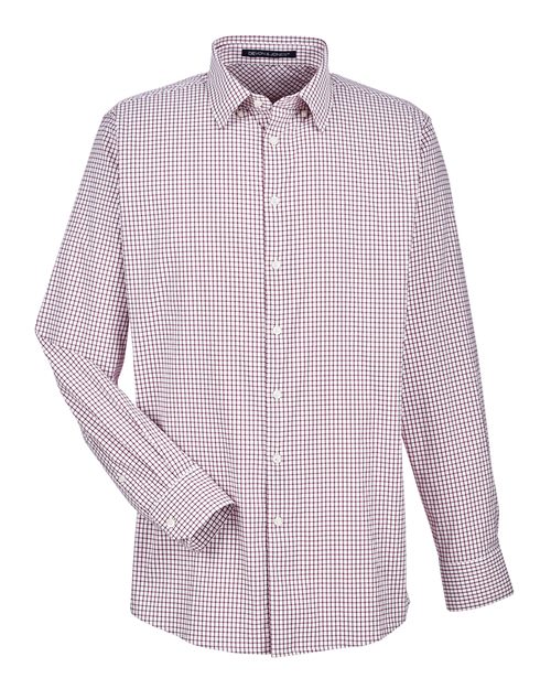 Load image into Gallery viewer, Devon & Jones DG540 Men's CrownLux Performance® Micro Windowpane Woven Dress Shirt - Burgundy/ White