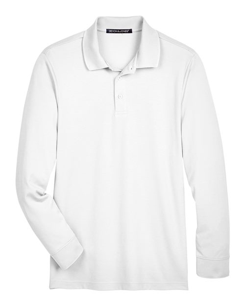Load image into Gallery viewer, Devon & Jones DG20LT Men's Tall CrownLux Performance® Plaited Long Sleeve Polo - White