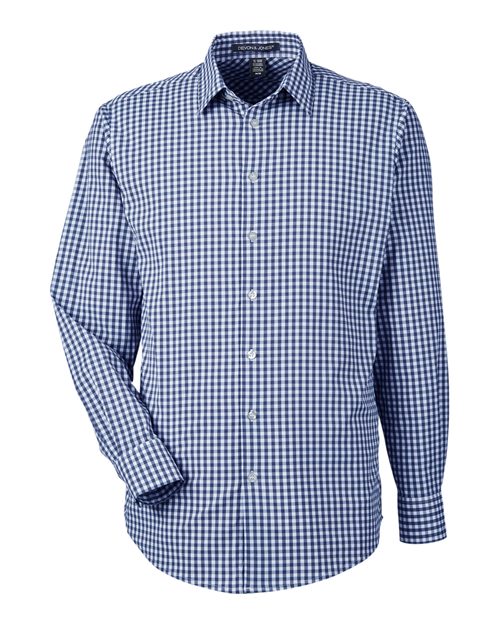 Load image into Gallery viewer, Devon & Jones DG536 Men's CrownLux Performance® Gingham Dress Shirt - Navy/ White