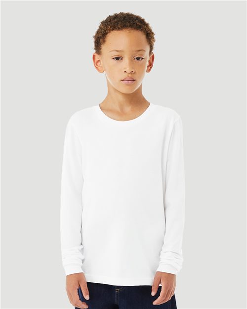 Load image into Gallery viewer, Youth Heather CVC Long Sleeve Tee — blank t-shirt for DTF printing