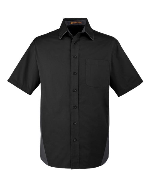 Load image into Gallery viewer, Harriton M586 Men's Flash IL Colorblock Shirt - Black/ Dark Charcoal