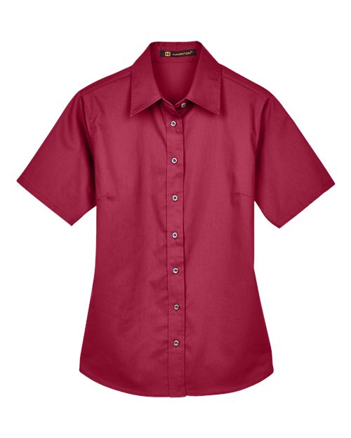 Load image into Gallery viewer, Harriton M500SW Women's Easy Blend™ Short Sleeve Twill Dress Shirt with Stain-Release - Wine