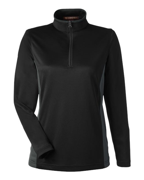 Load image into Gallery viewer, Harriton M786W Women's Flash Snag Protection Plus IL Colorblock Quarter-Zip Pullover - Black/ Dark Charcoal