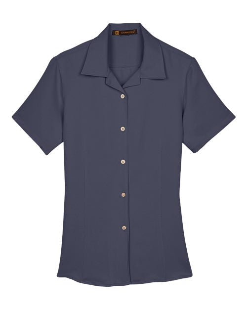 Load image into Gallery viewer, Harriton M570W Women's Bahama Cord Camp Shirt - Navy