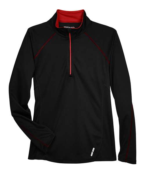 Load image into Gallery viewer, North End 78187 Women's Radar Performance Quarter-Zip Pullover - Black/ Classic Red