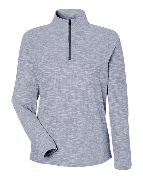 Load image into Gallery viewer, North End NE415W Women's Eclipse Jacquard Quarter-Zip Pullover - Classic Navy Heather