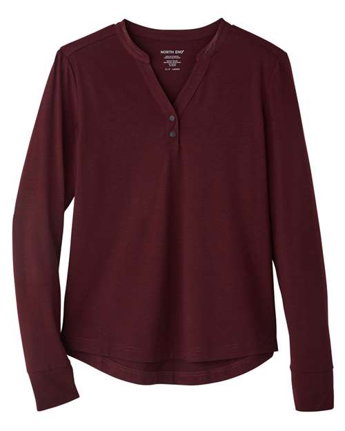 Load image into Gallery viewer, North End NE400W Women's JAQ Stretch Performance V-Neck Snap Pullover - Burgundy
