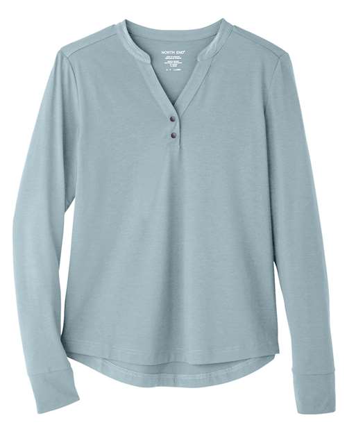 Load image into Gallery viewer, North End NE400W Women's JAQ Stretch Performance V-Neck Snap Pullover - Opal Blue
