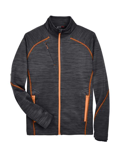 Load image into Gallery viewer, North End 88697 Men's Flux Mélange Bonded Fleece Jacket - Carbon/ Orange Soda