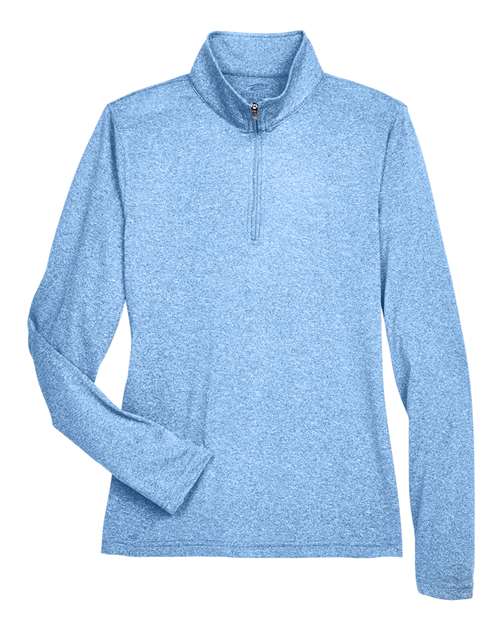 Load image into Gallery viewer, UltraClub 8618W Women's Cool & Dry Heathered Performance Quarter-Zip Pullover - Columbia Blue Heather