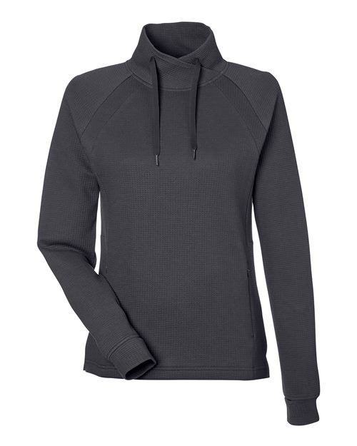 Load image into Gallery viewer, North End NE200W Women's Rhythm Waffle Cross-Neck Pullover - Carbon