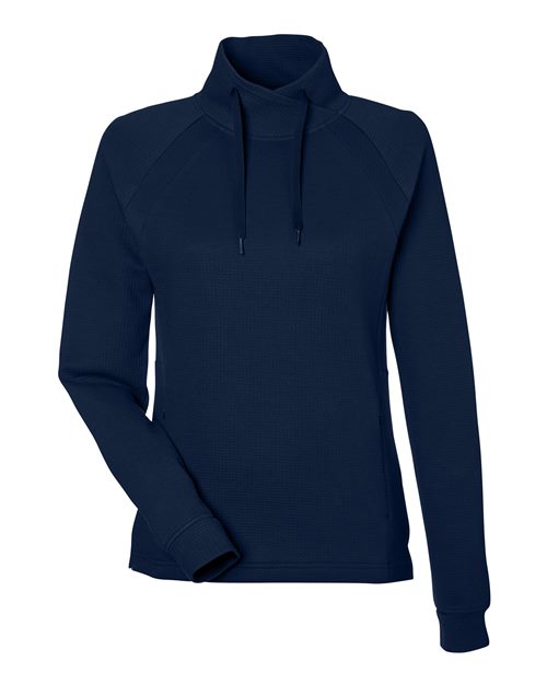 Load image into Gallery viewer, North End NE200W Women's Rhythm Waffle Cross-Neck Pullover - Classic Navy