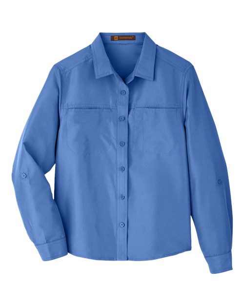 Load image into Gallery viewer, Harriton M580LW Women's Key West Performance Staff Shirt - Pool Blue