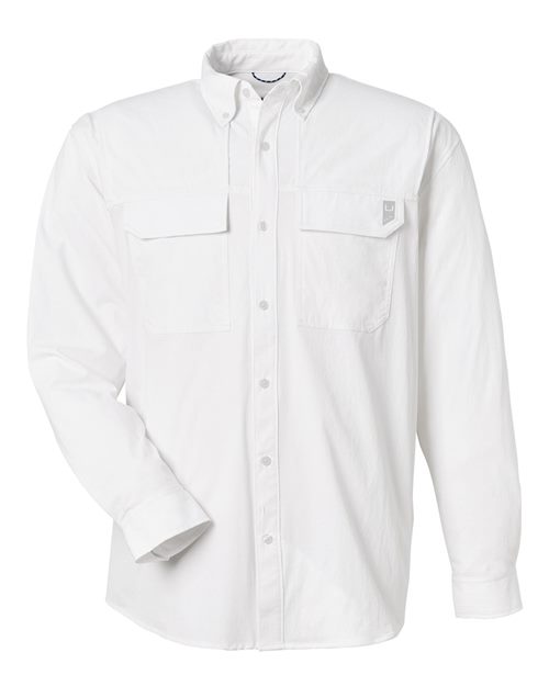 Load image into Gallery viewer, HUK H150184 Men's Creekbed Pocket Fishing Shirt - White