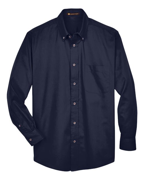 Load image into Gallery viewer, Harriton M500T Men's Tall Easy Blend™ Twill Dress Shirt - Navy