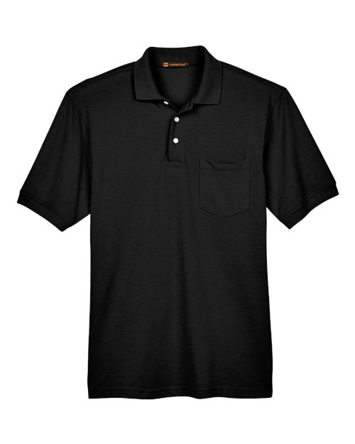 Load image into Gallery viewer, Harriton M265P Men's Easy Blend™ Polo with Pocket - Black