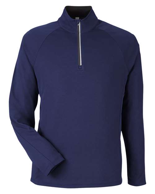 Load image into Gallery viewer, CORE365 CE418 Men's Origin Performance Pique Quarter-Zip Pullover - Classic Navy Heather/ Carbon
