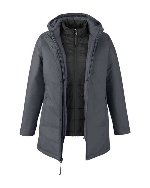 Load image into Gallery viewer, CORE365 CE725W Women's Inspire 3-in-1 Jacket with Insulated Liner - Carbon/ Black