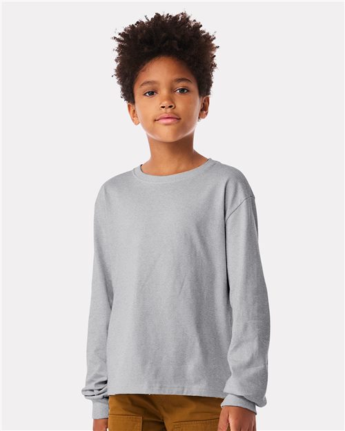 Load image into Gallery viewer, Youth 6oz. Heavyweight Long Sleeve Tee — blank t-shirt for DTF printing