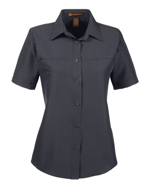 Load image into Gallery viewer, Harriton M580W Women's Key West Short Sleeve Performance Staff Shirt - Dark Charcoal