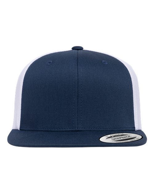 Load image into Gallery viewer, YP Classics 6609 Retro High Profile Trucker Cap - Navy/ White