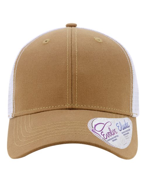 Load image into Gallery viewer, Infinity Her CHARLIE Women's Modern Trucker Cap - Caramel/ White