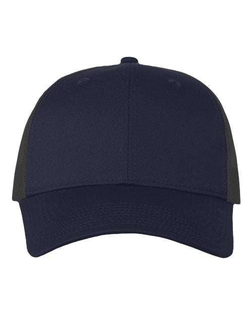 Load image into Gallery viewer, Valucap VC400 Mesh-Back Twill Trucker Cap - Navy/ Charcoal