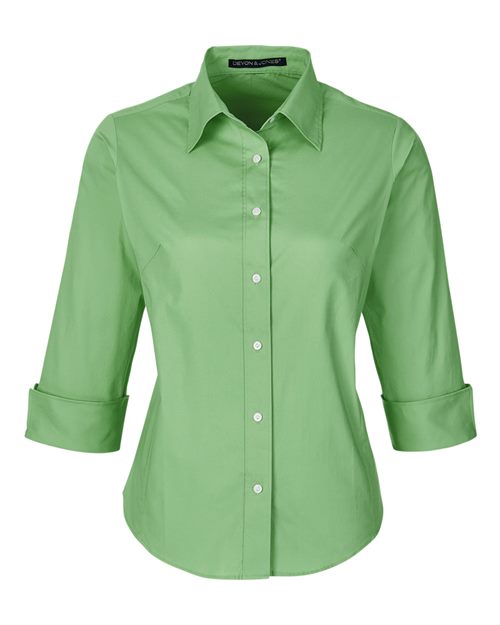 Load image into Gallery viewer, Devon & Jones DP625W Women's Perfect Fit™ Three-Quarter Sleeve Stretch Poplin Dress Shirt - Lime
